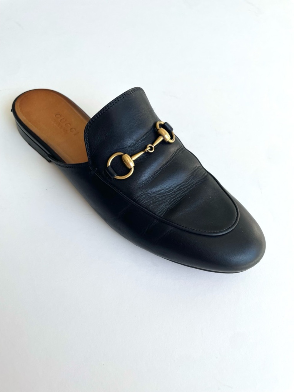 Gucci Princetown Horsebit Mule Loafer Black Leather Slip On Flats EU 37.5 US 7.5 - Picture 11 of 15